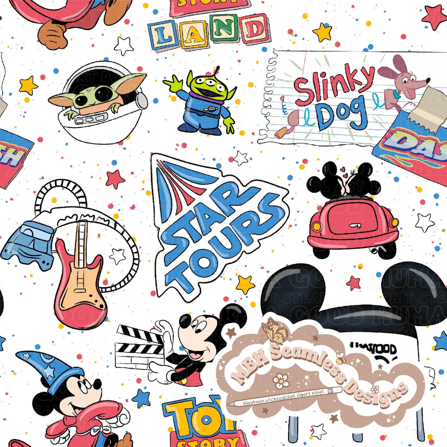 Hollywood Park Seamless Pattern & PNG MULTIPLE COLORWAYS