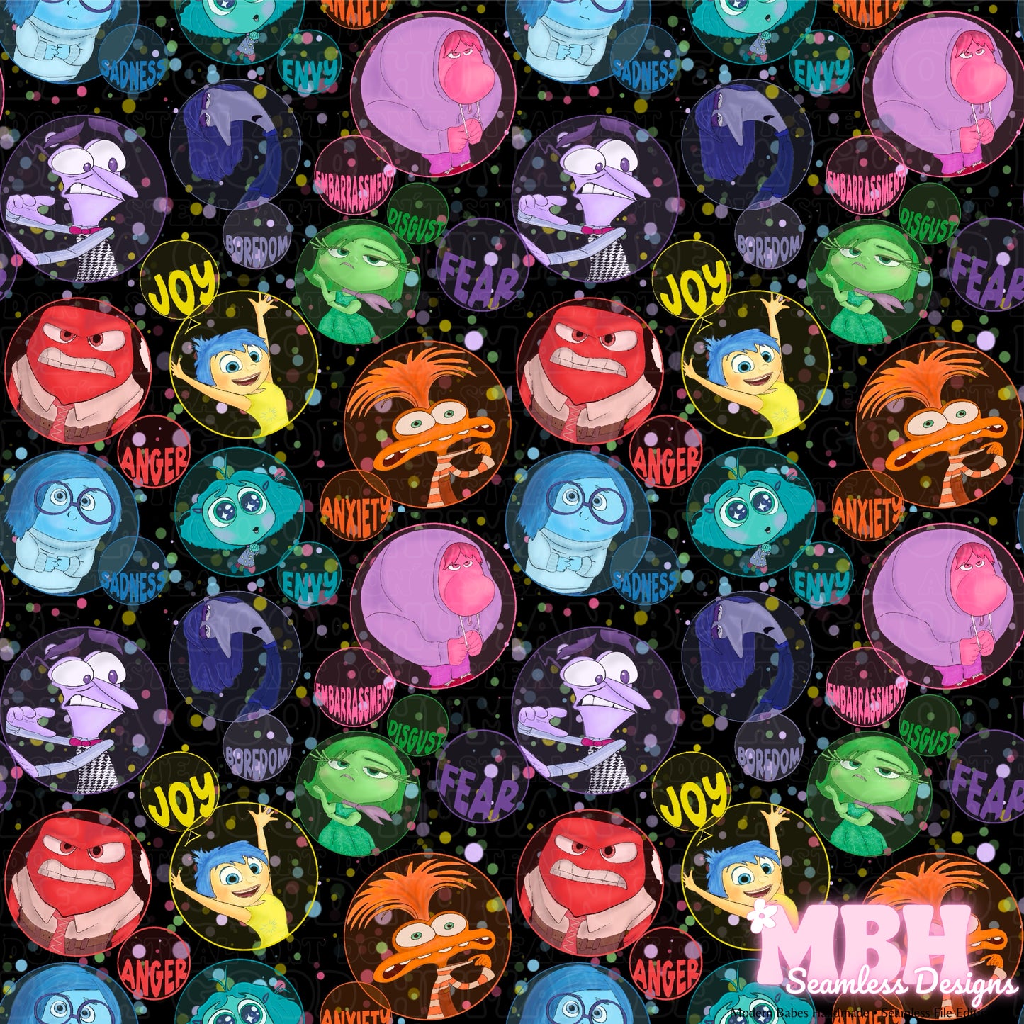 Emotions 2 Bubbles Seamless Pattern MULTIPLE COLORWAYS