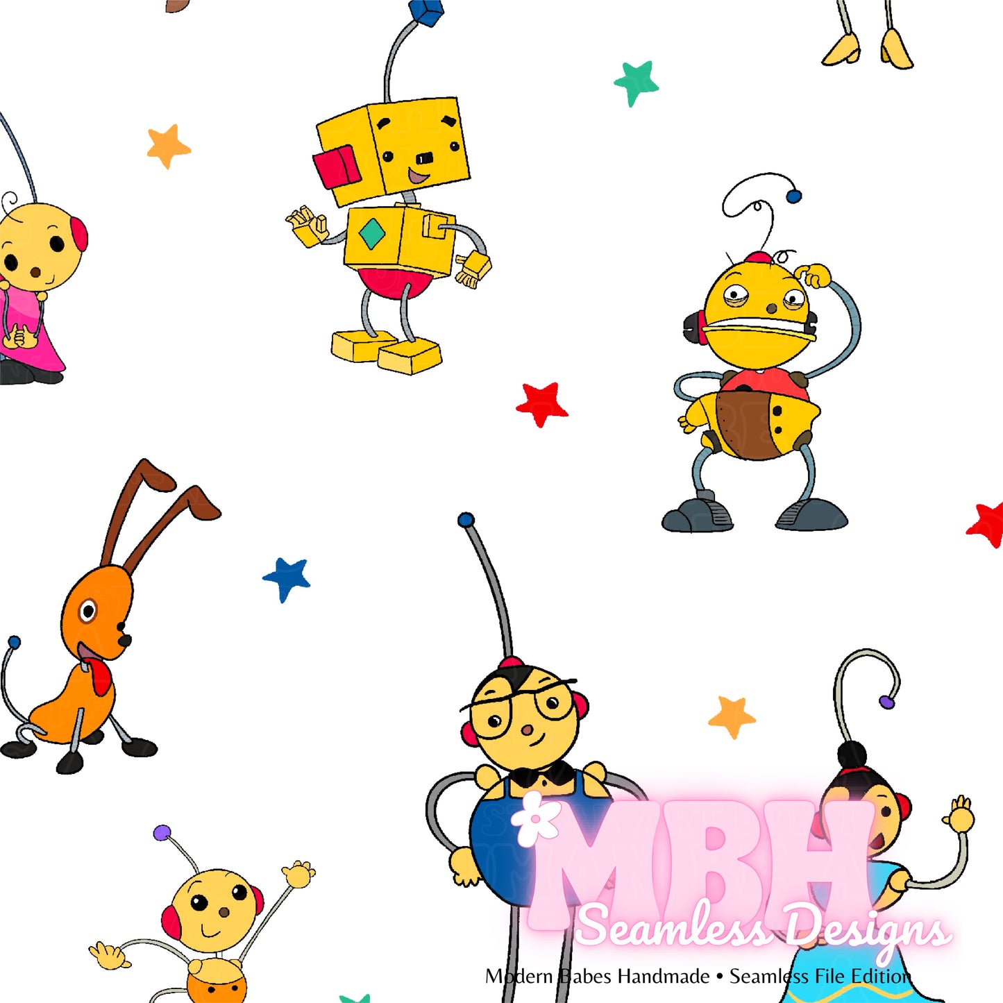 Rolie Polie Olie Stars Seamless Pattern MULTIPLE COLORWAYS