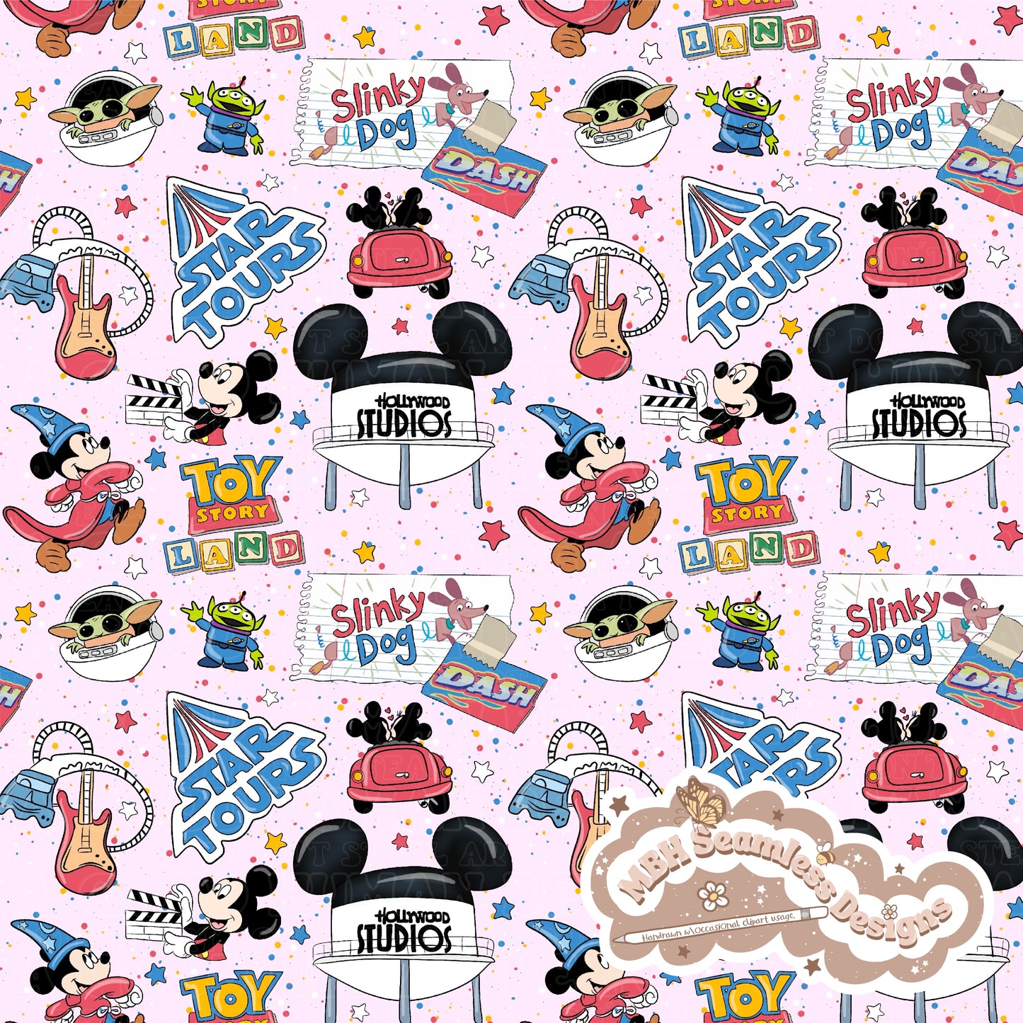 Hollywood Park Seamless Pattern & PNG MULTIPLE COLORWAYS