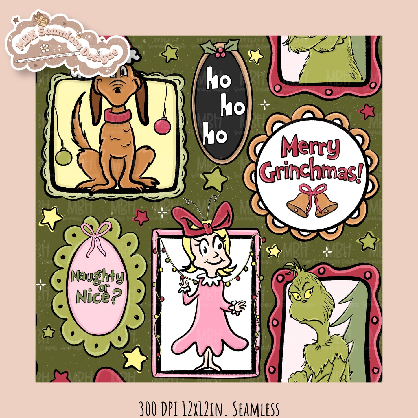 Grumpy Guy Frames Seamless Pattern // PNG // Assorted Colorways