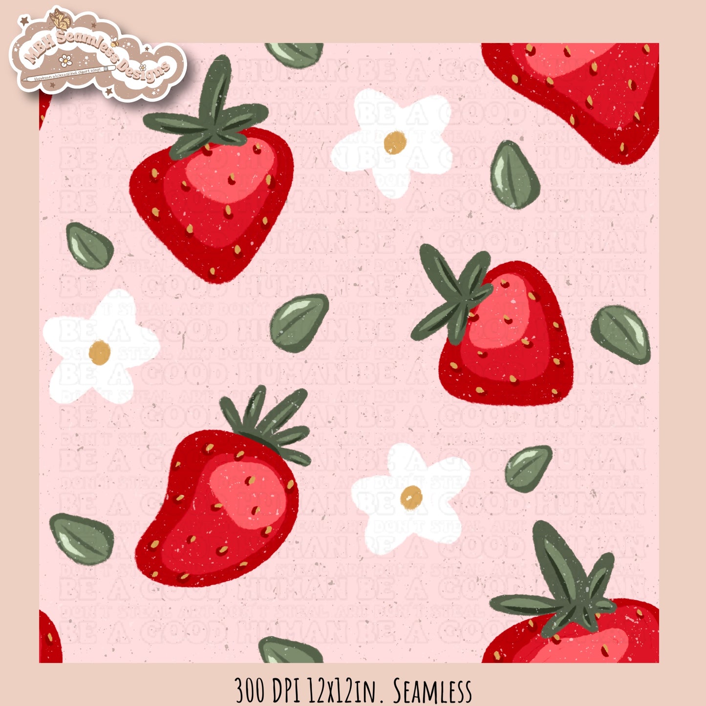Strawberry Floral Seamless Pattern MULTIPLE COLORWAYS