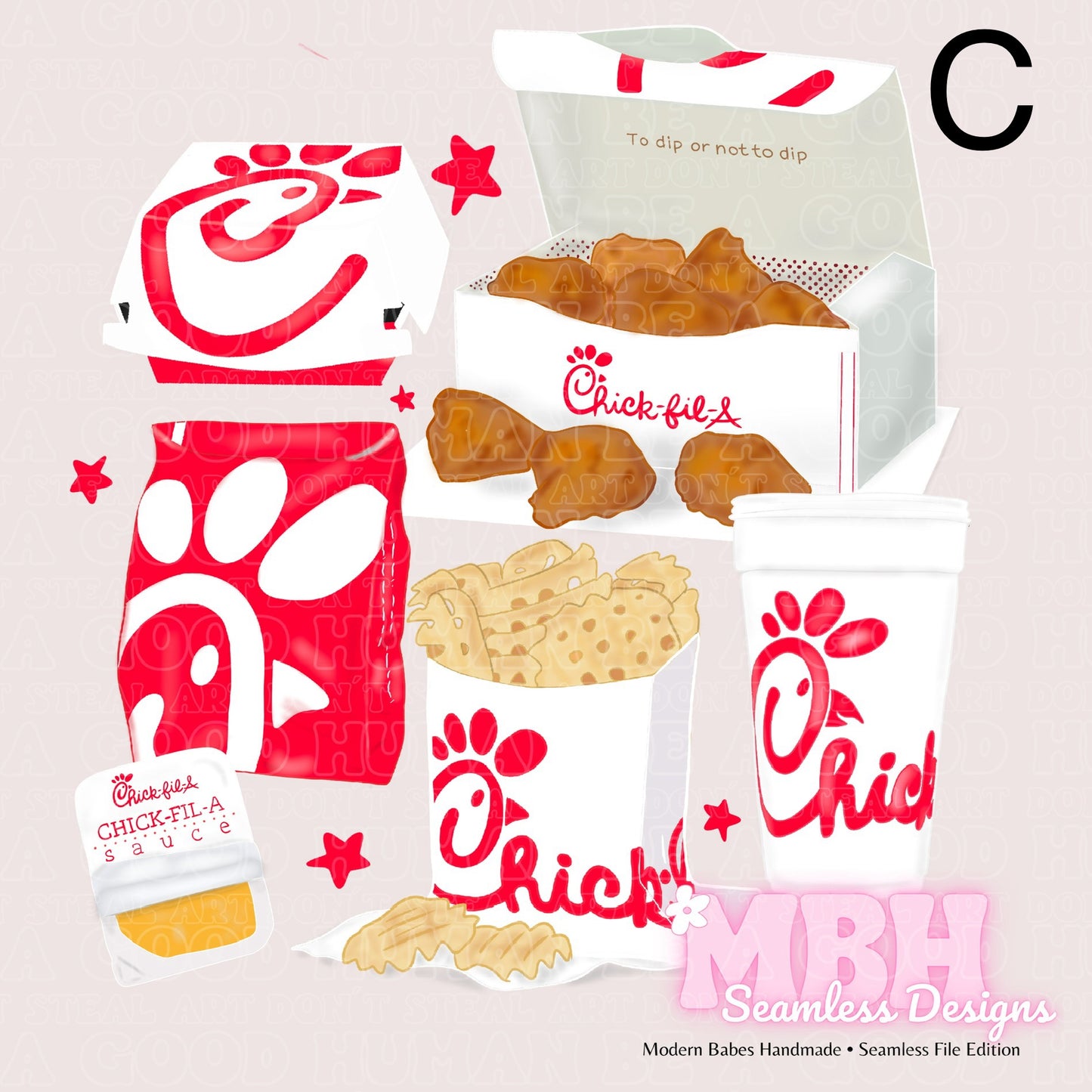 Chic Fil A Spex Seamless Pattern & PNG