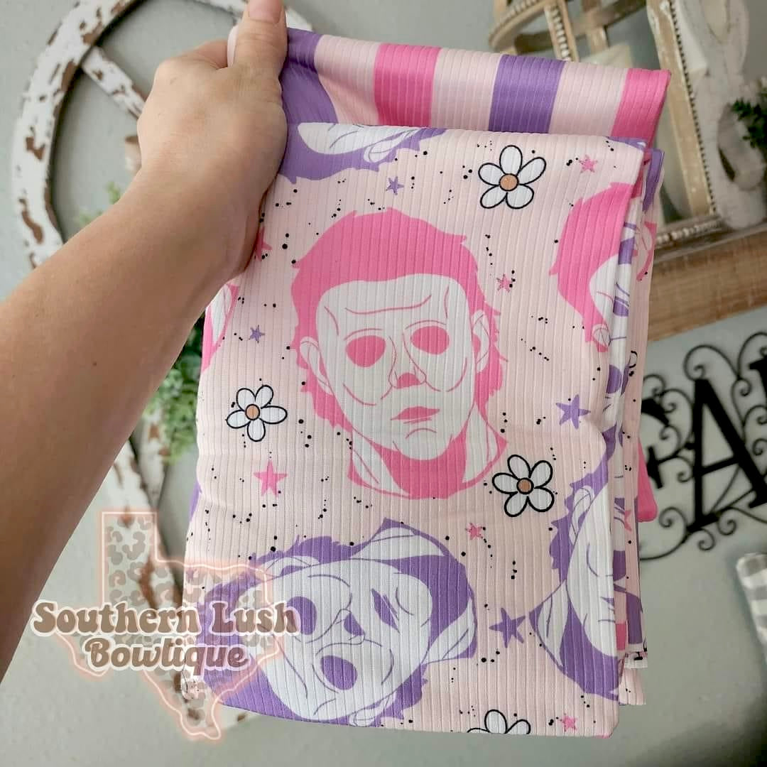 Michael Lavender Pink Faces & Striped Coord Seamless Pattern