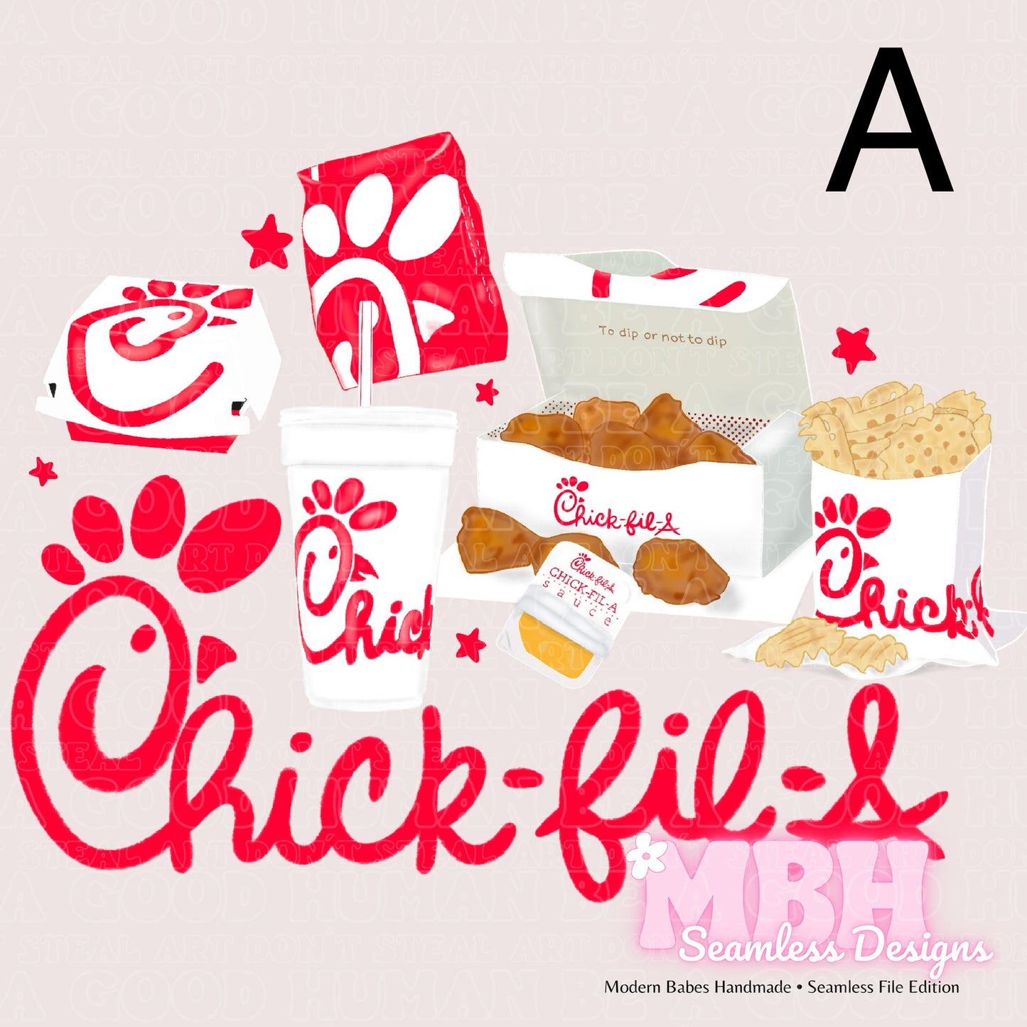 Chic Fil A Spex Seamless Pattern & PNG