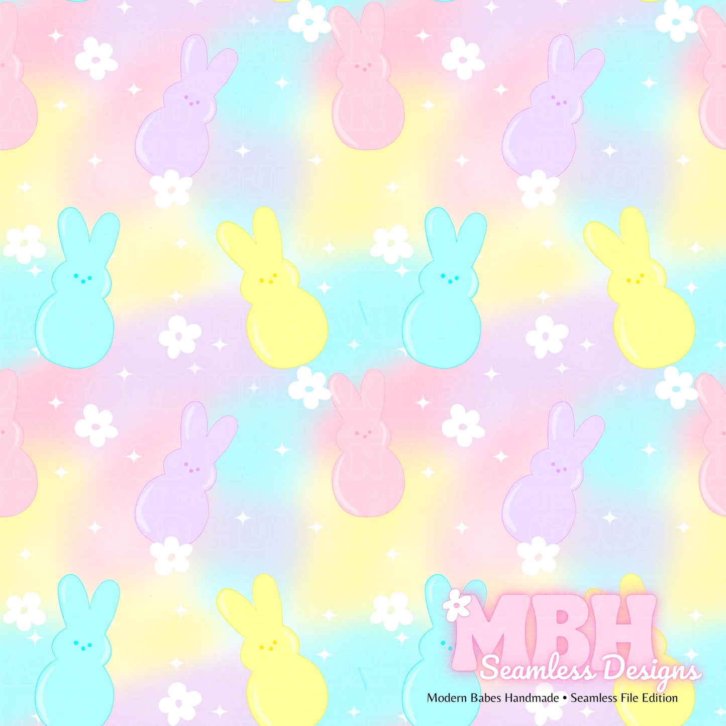 Starry Pastel Peeps Seamless Pattern