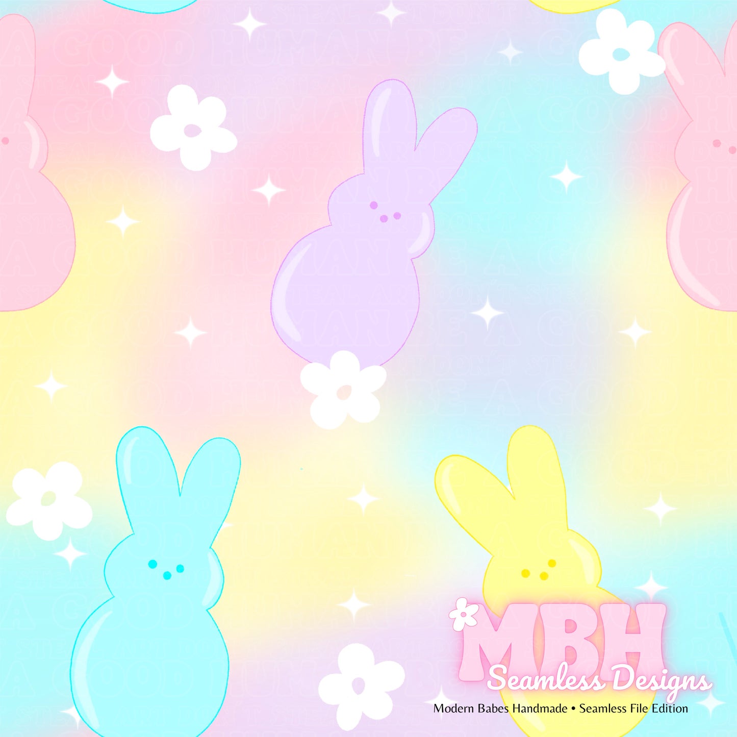 Starry Pastel Peeps Seamless Pattern