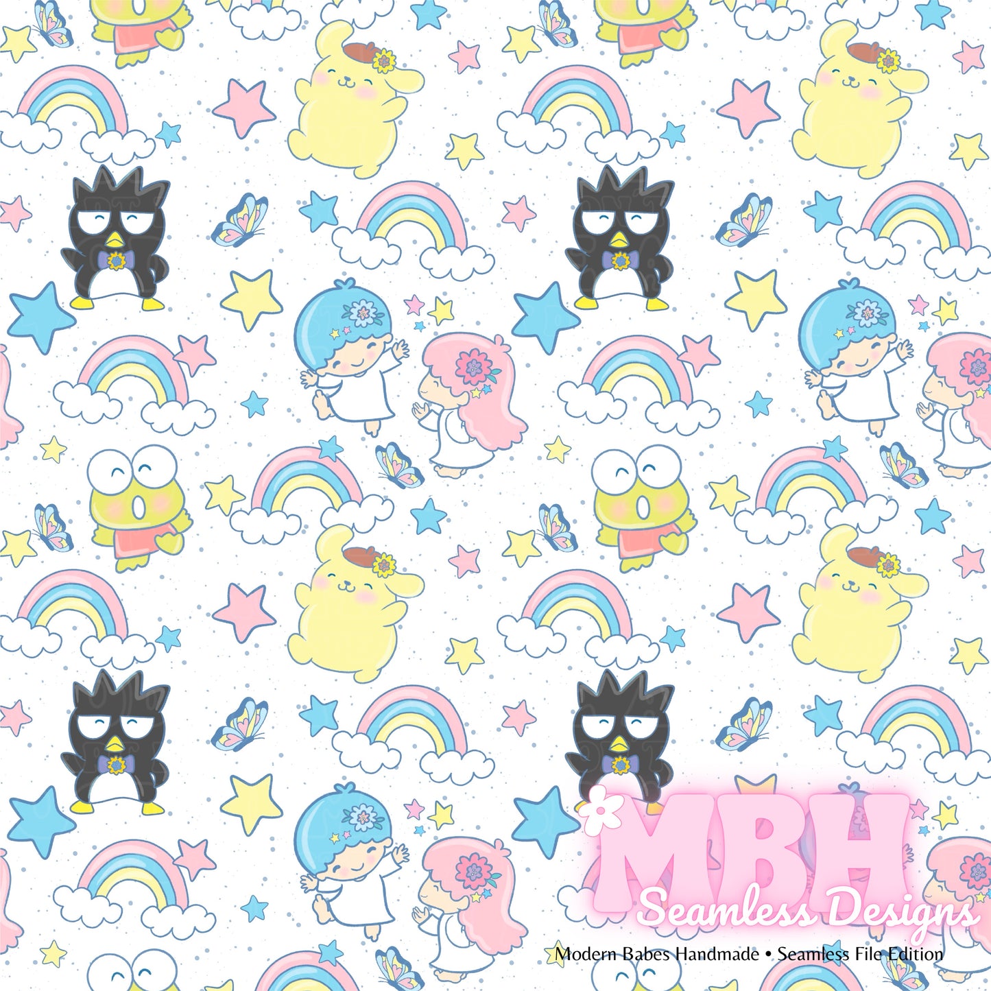 Starry Rainbow Sanrio & Friends Seamless Pattern MULTIPLE COLORWAYS