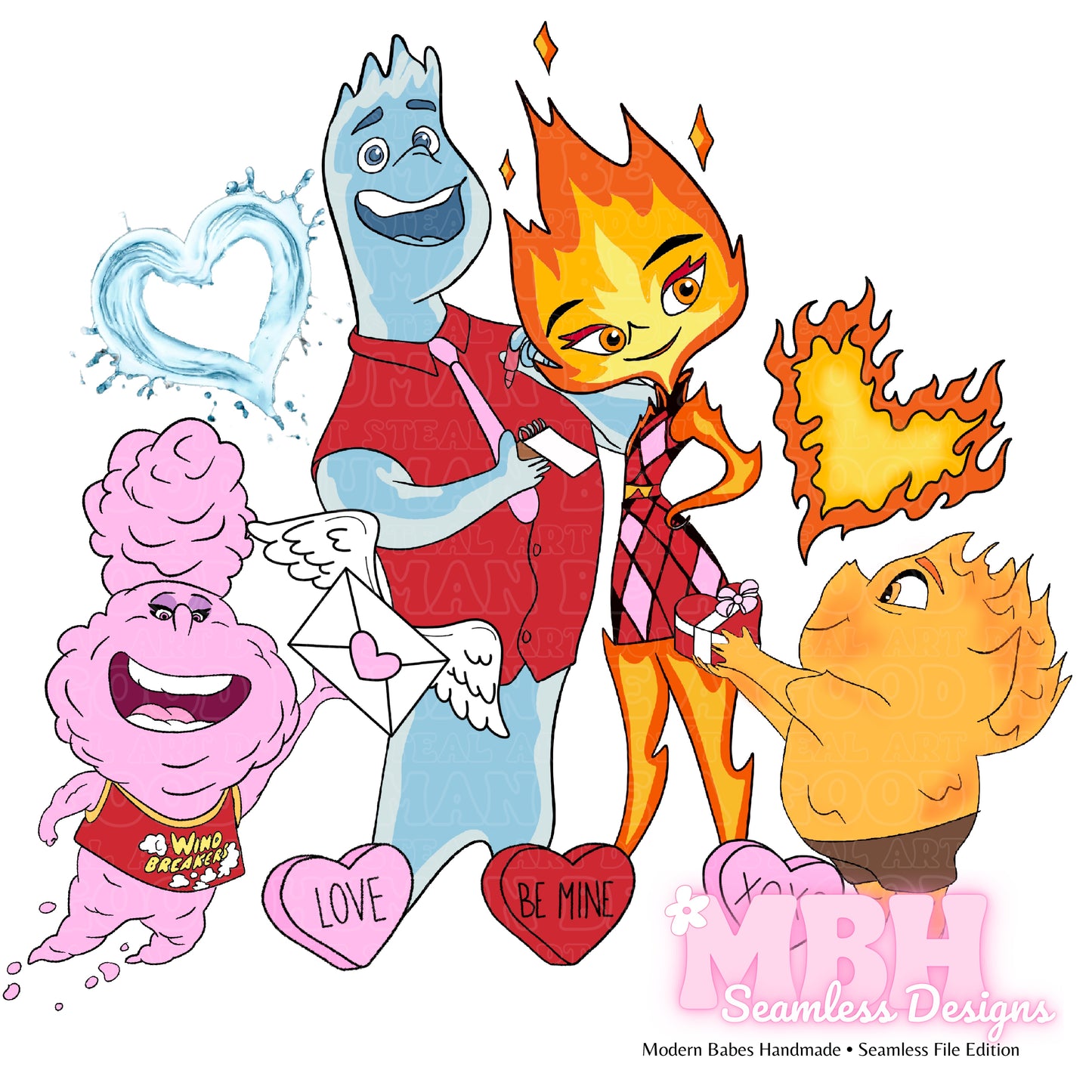 Elemental Love Assorted Colorways Seamless Pattern