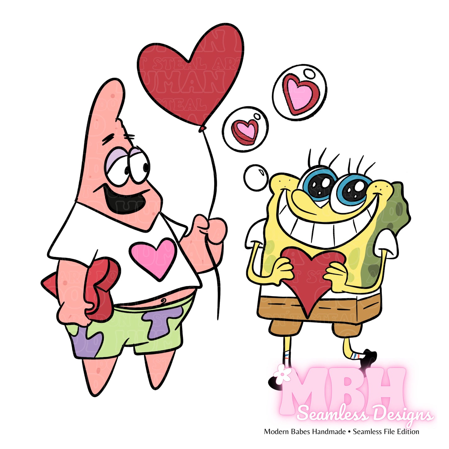 Spongebob & Friends Valentine’s Day Seamless Pattern
