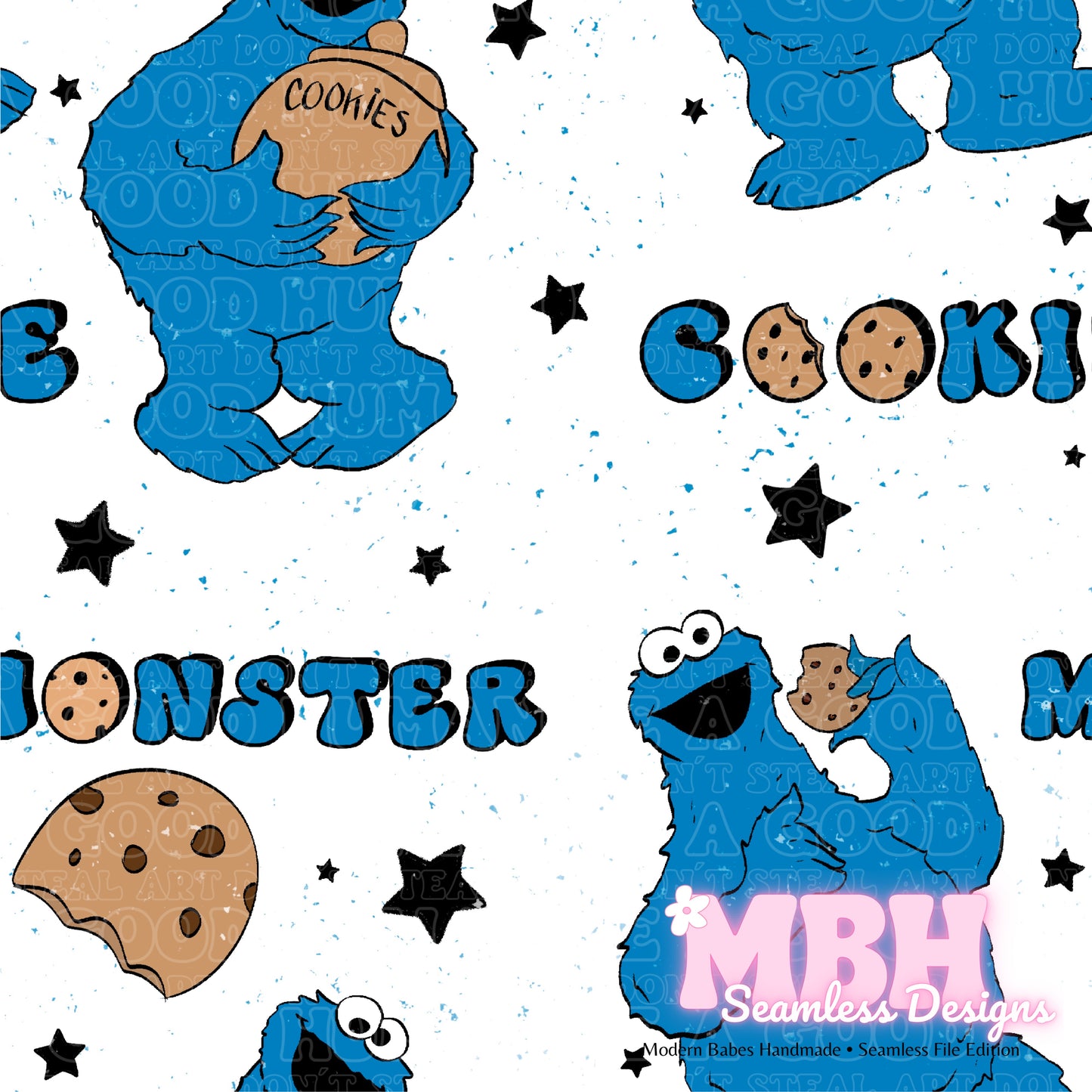 Cookie Monster ASSORTED COLORWAYS Seamless Pattern
