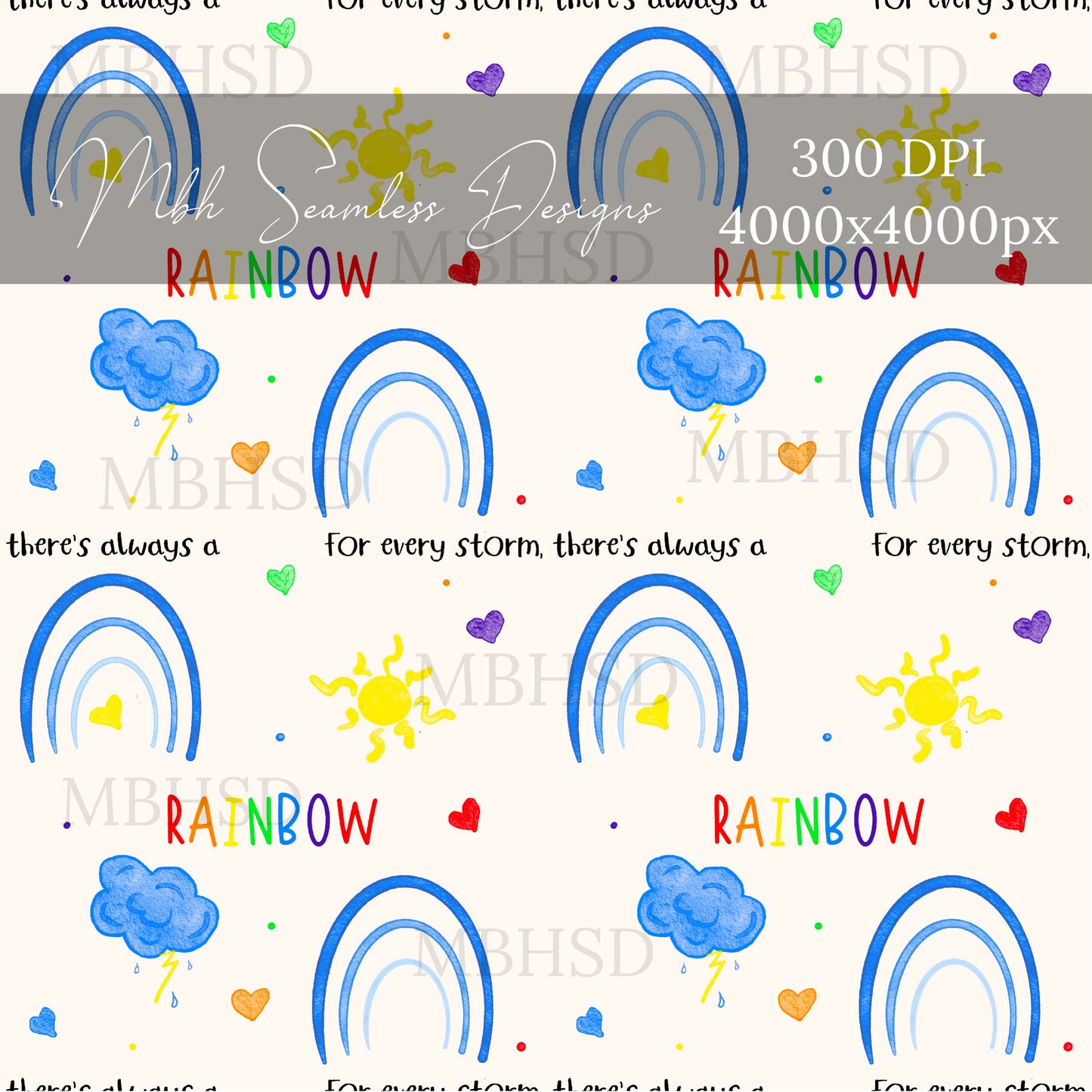 Rainbow Storm Hearts Seamless Pattern