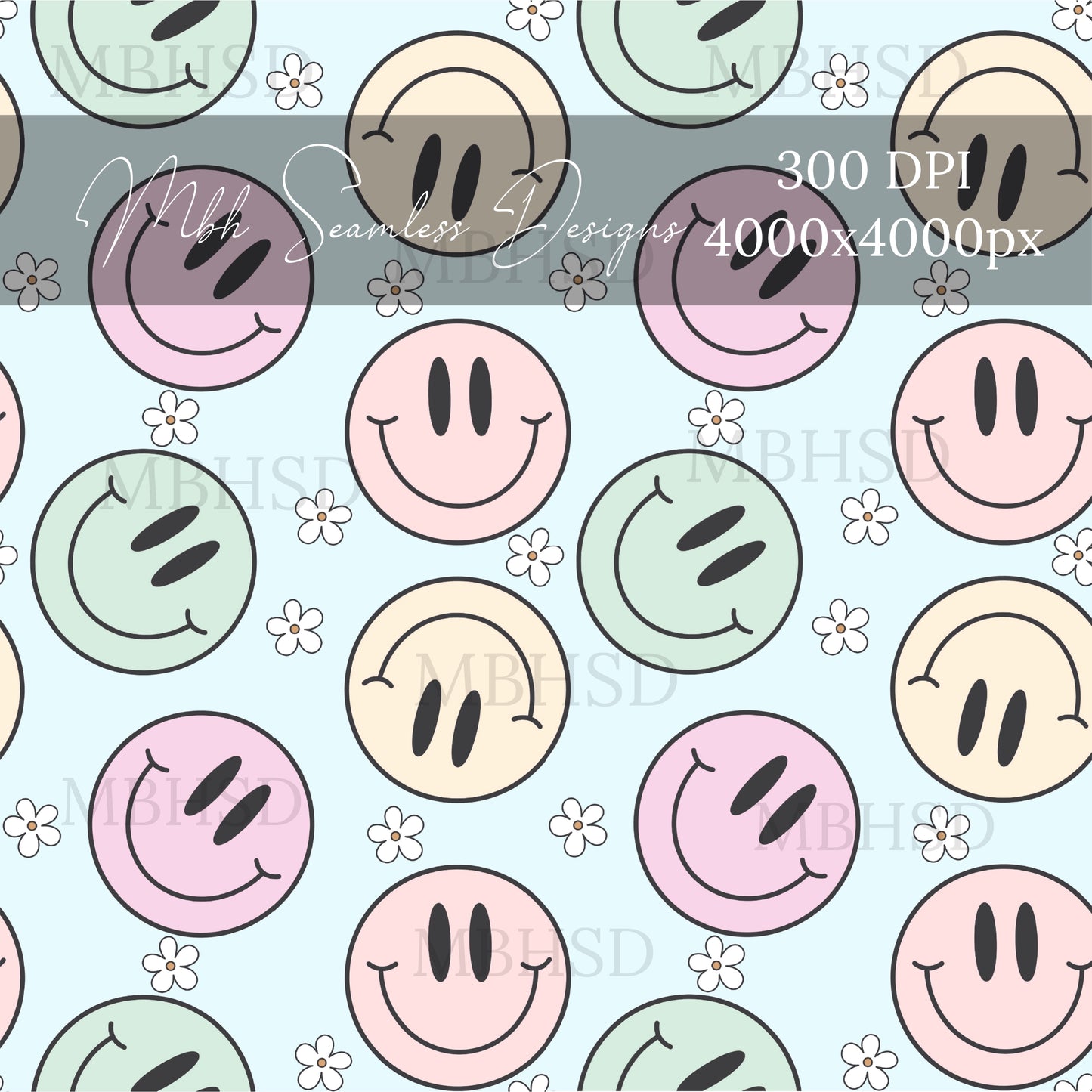 Pastel Smilies • 3 Colorways Seamless Pattern