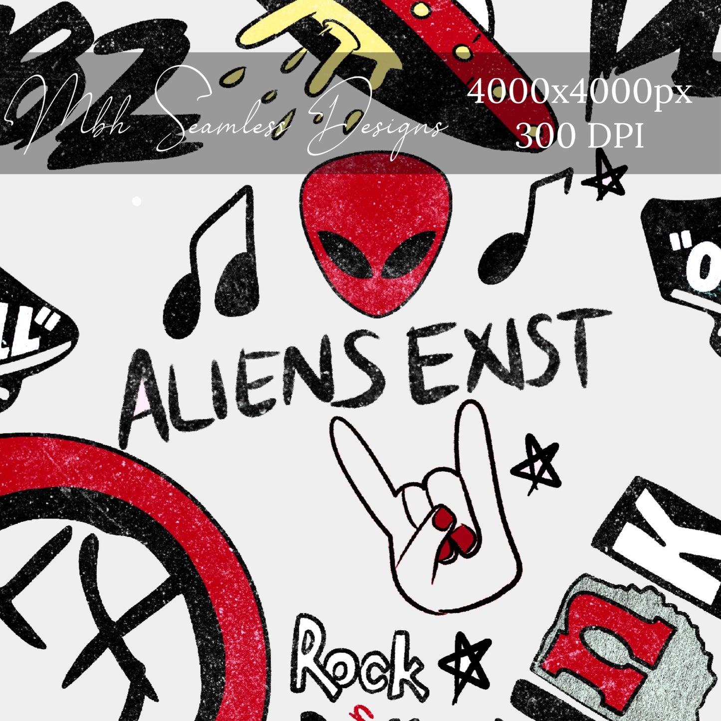 Blink 182 Red Seamless Pattern