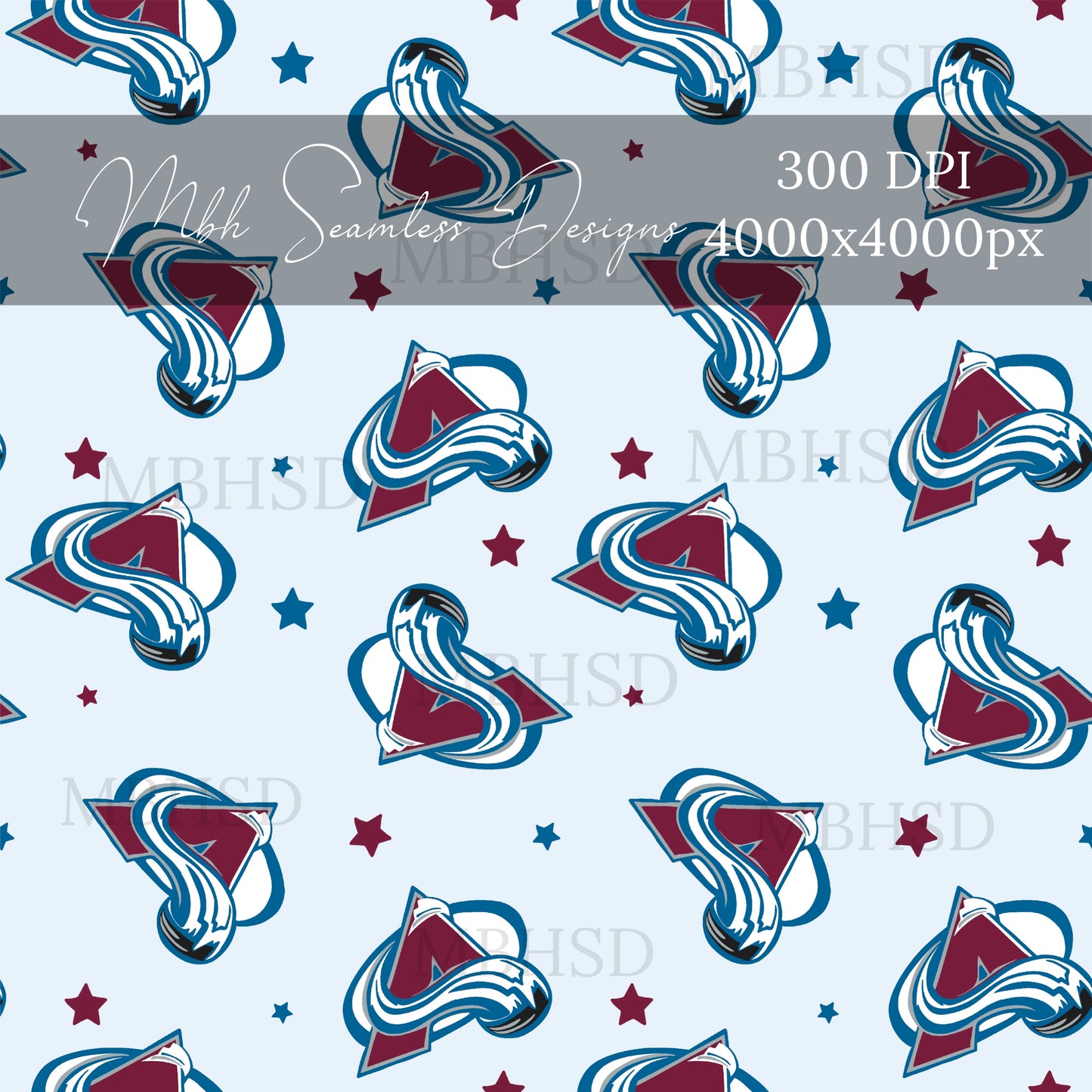 Avalanche Starry Hockey Seamless Pattern