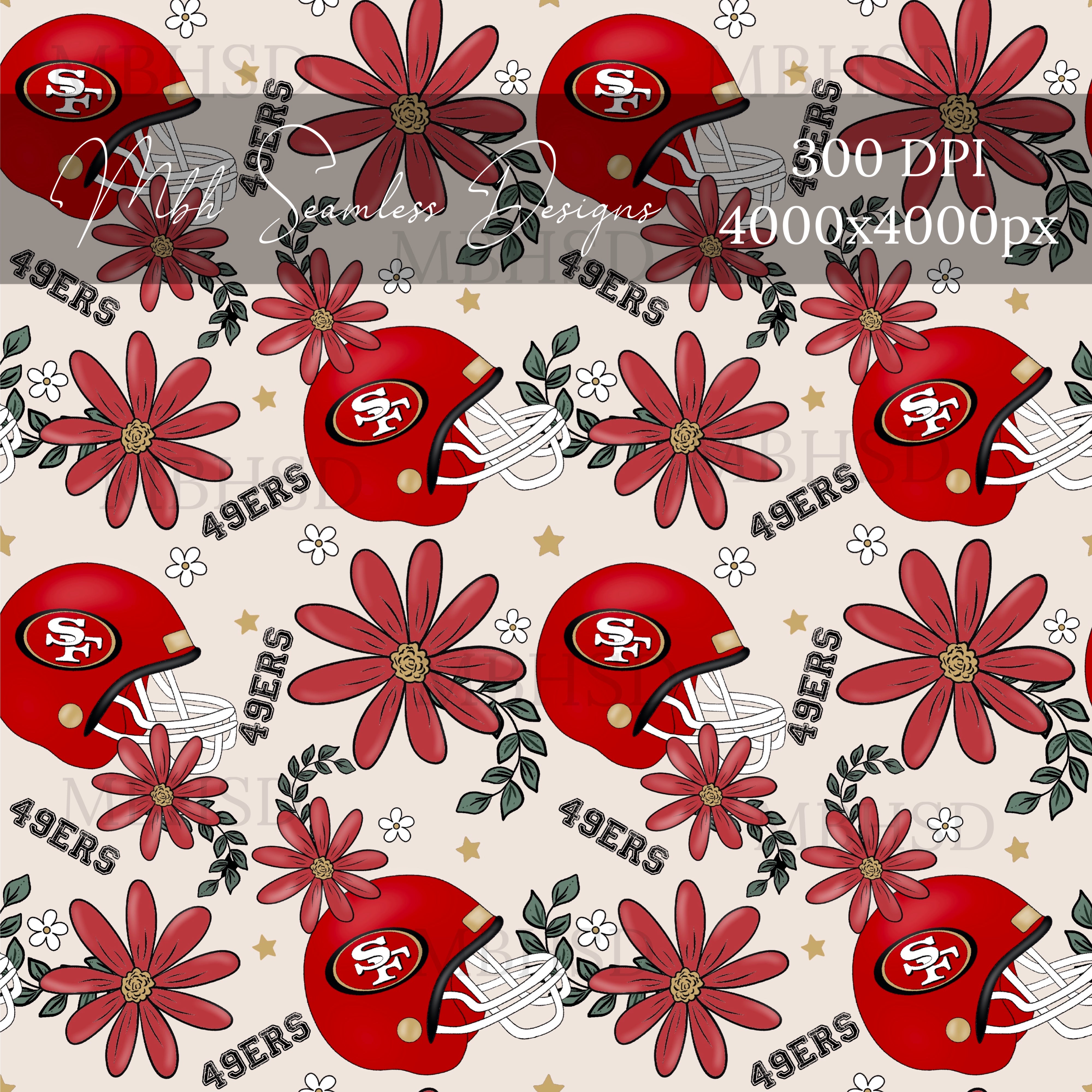 Green Bay Packers Floral Seamless Pattern – MBH Seamless Designs