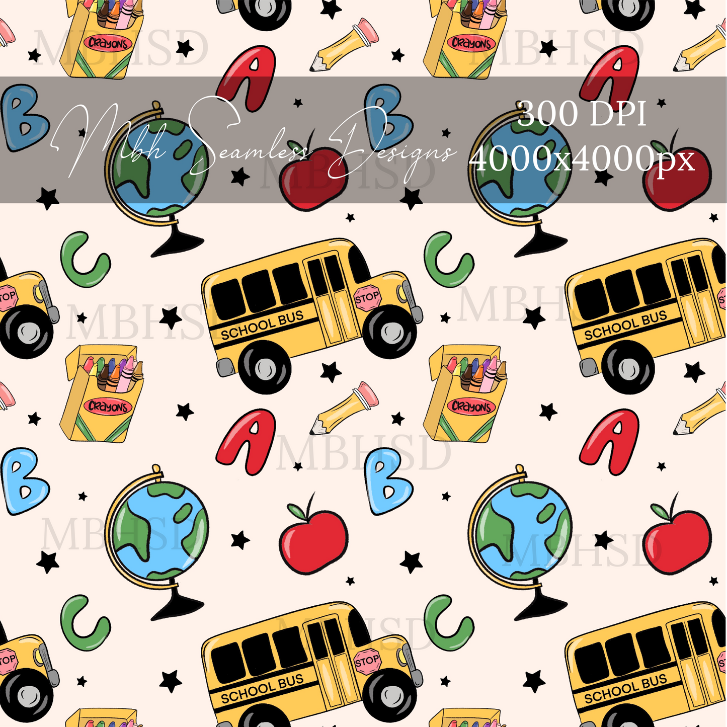Starry ABC B2S Seamless Pattern