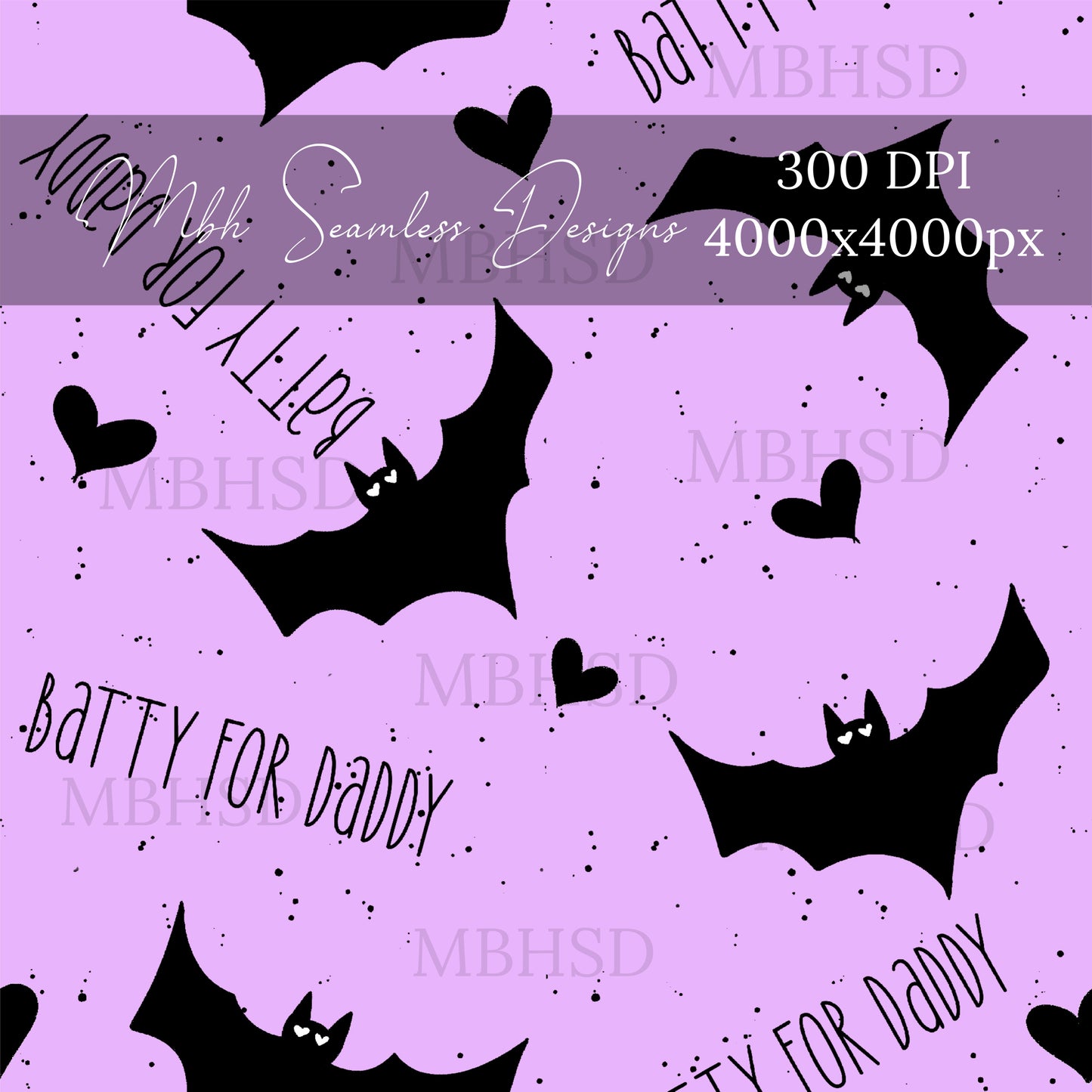 Lavender Batty For Daddy Seamless Pattern