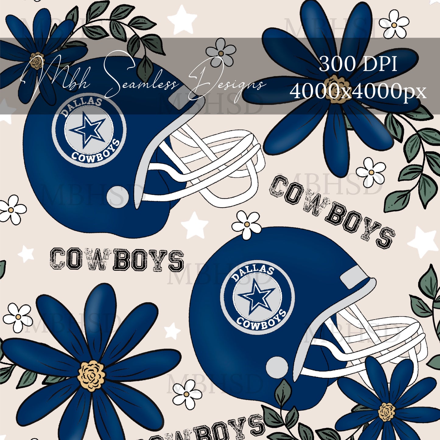 Dallas Cowboys Floral Seamless Pattern
