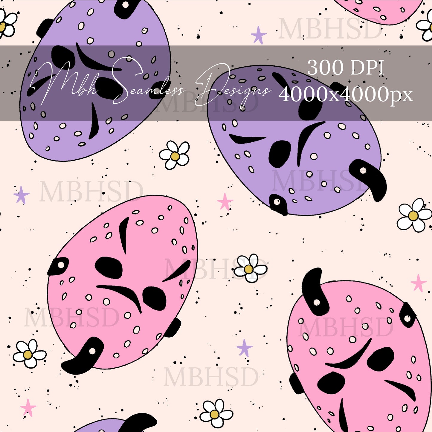 Lavender Pink Jason Masks Seamless Pattern