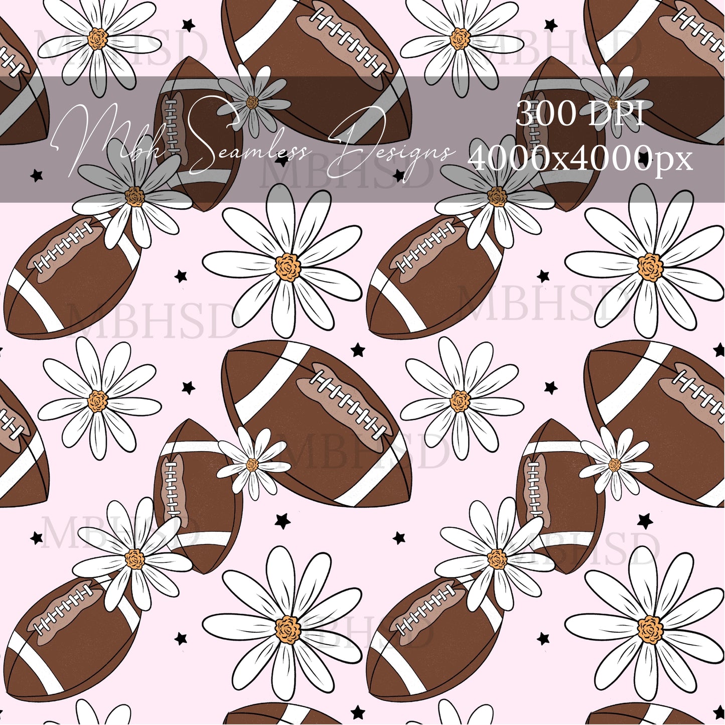 Starry Daisy Footballs 2 Colorways Seamless Pattern