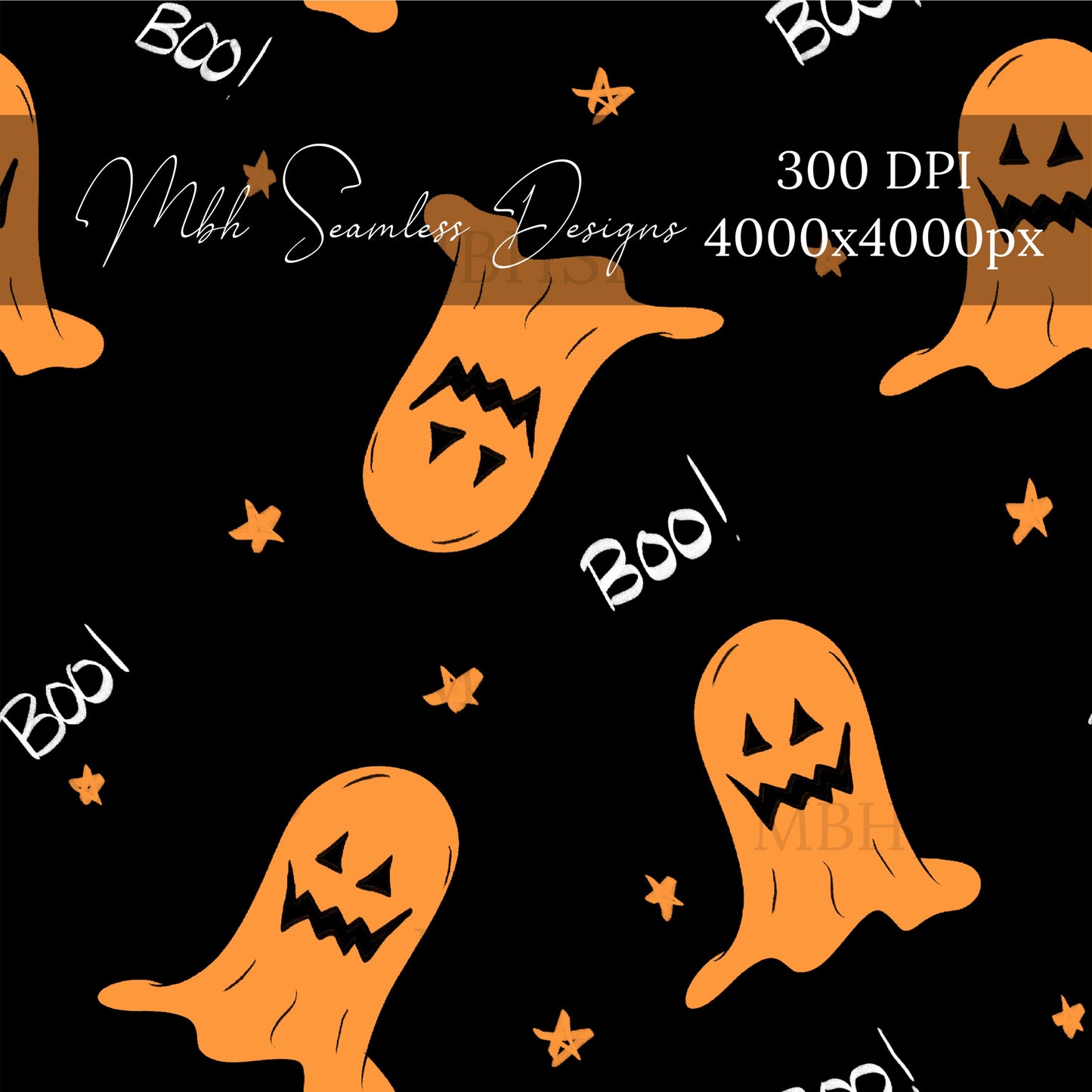 Boo Pumpkin Ghosts Seamless Pattern