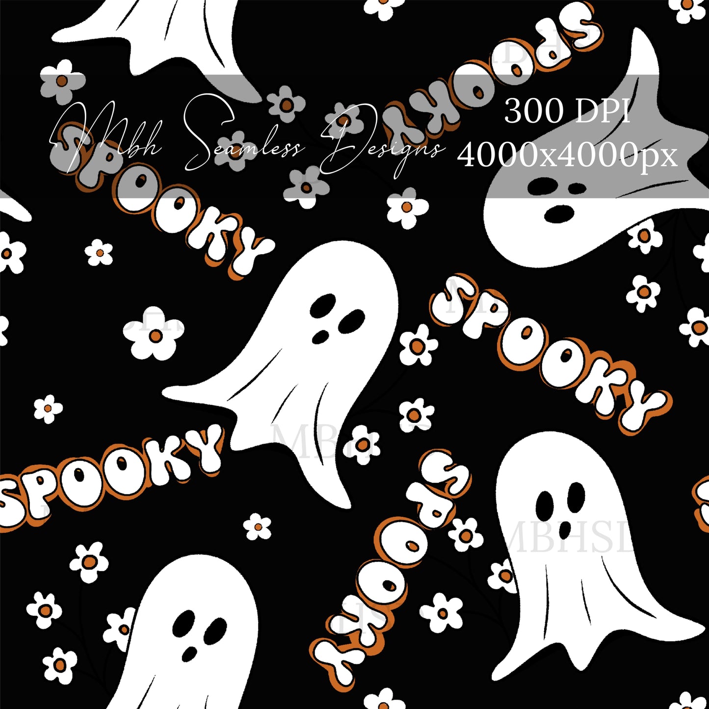 Spooky Daisy Ghouls Seamless Pattern