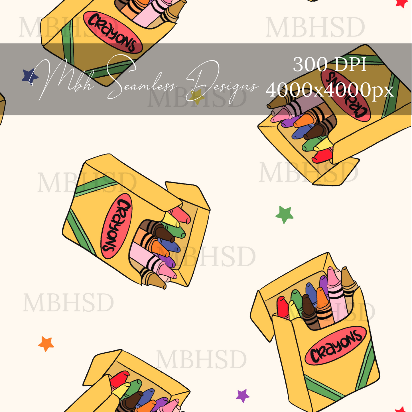 Starry Crayons Seamless Pattern