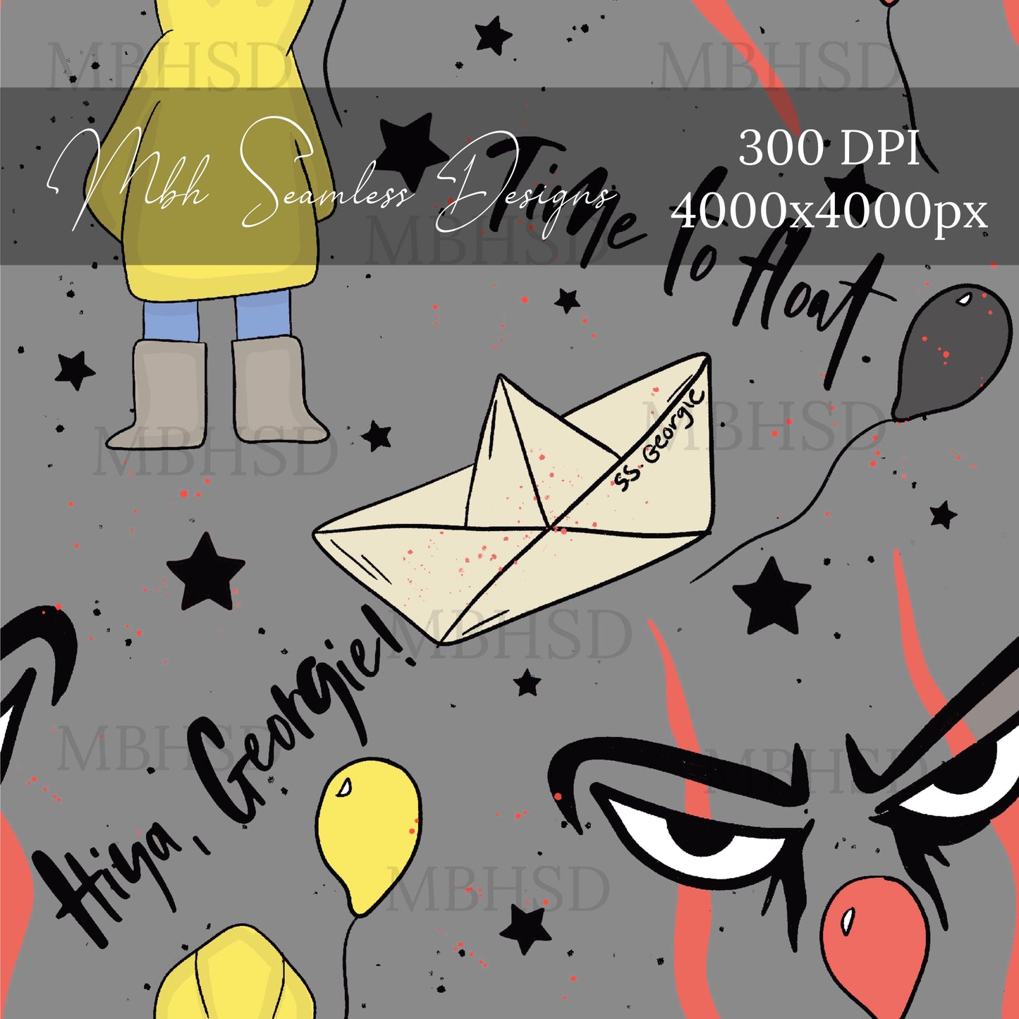 Spooky Clown Seamless Pattern