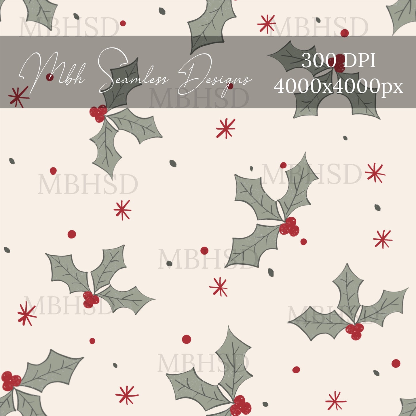 Mistletoe Seamless Pattern