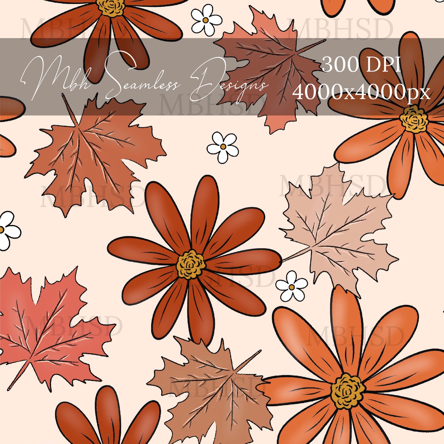 Fall Floral Foliage Seamless Pattern