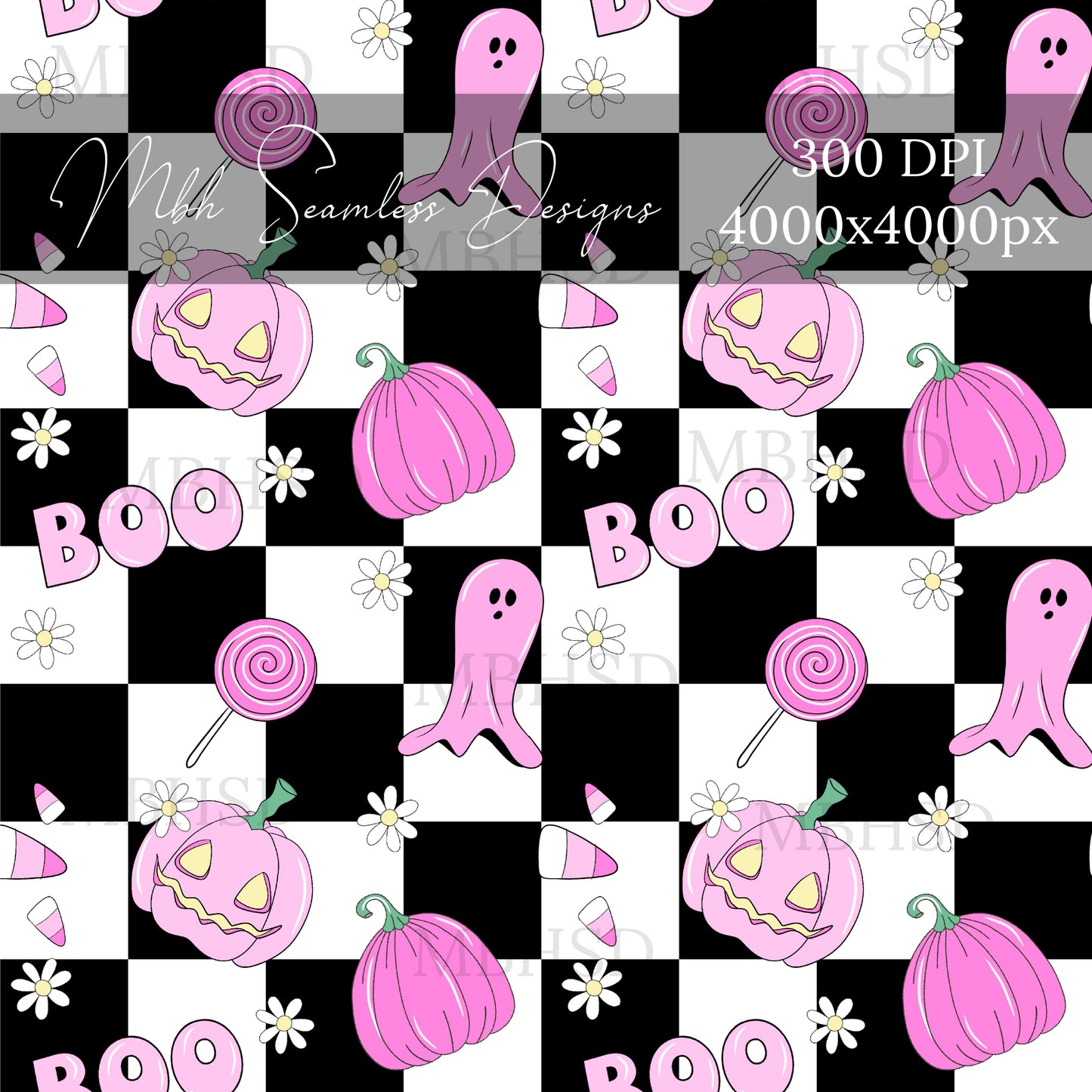 Checkered Boo 2 Colorways Seamless Pattern