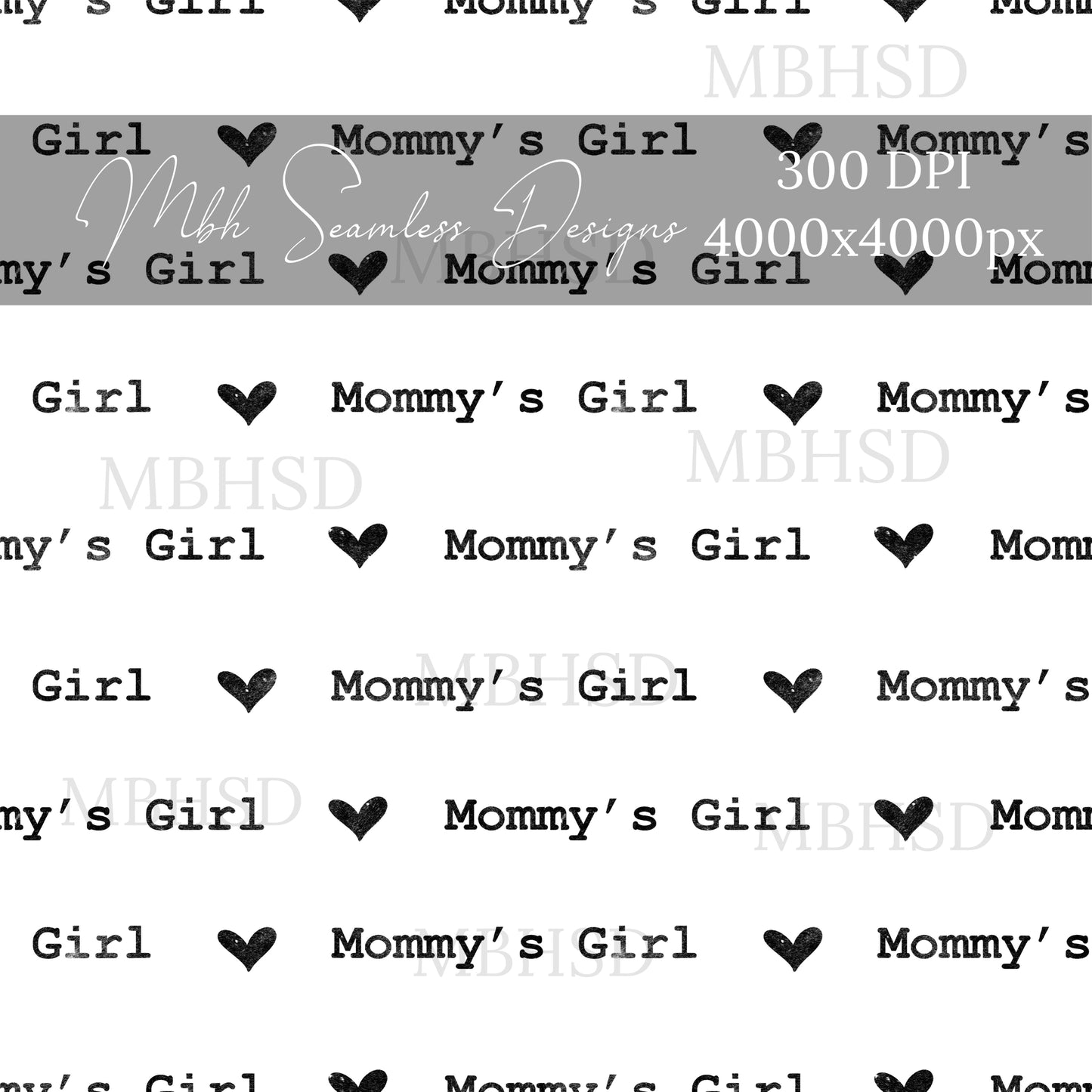 Mommy’s Girl Distressed Hearts Seamless Pattern