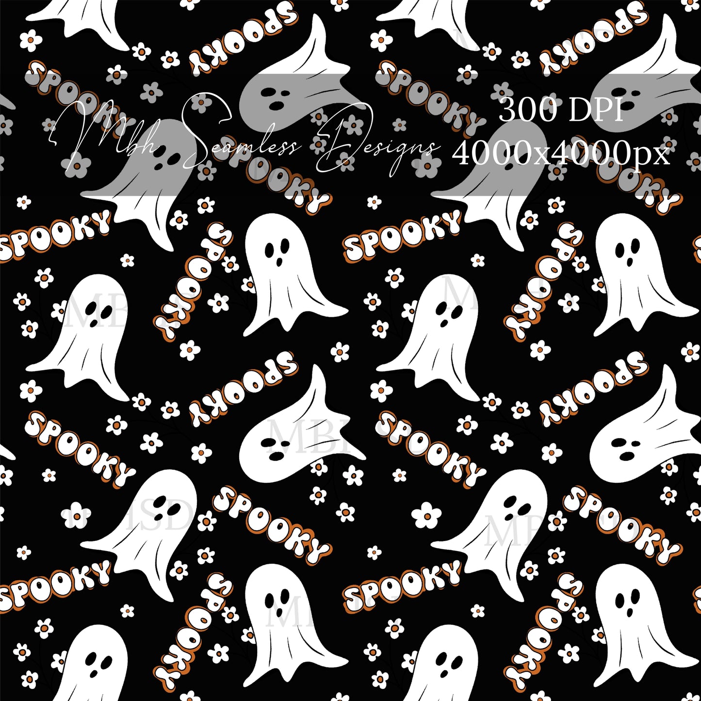 Spooky Daisy Ghouls Seamless Pattern