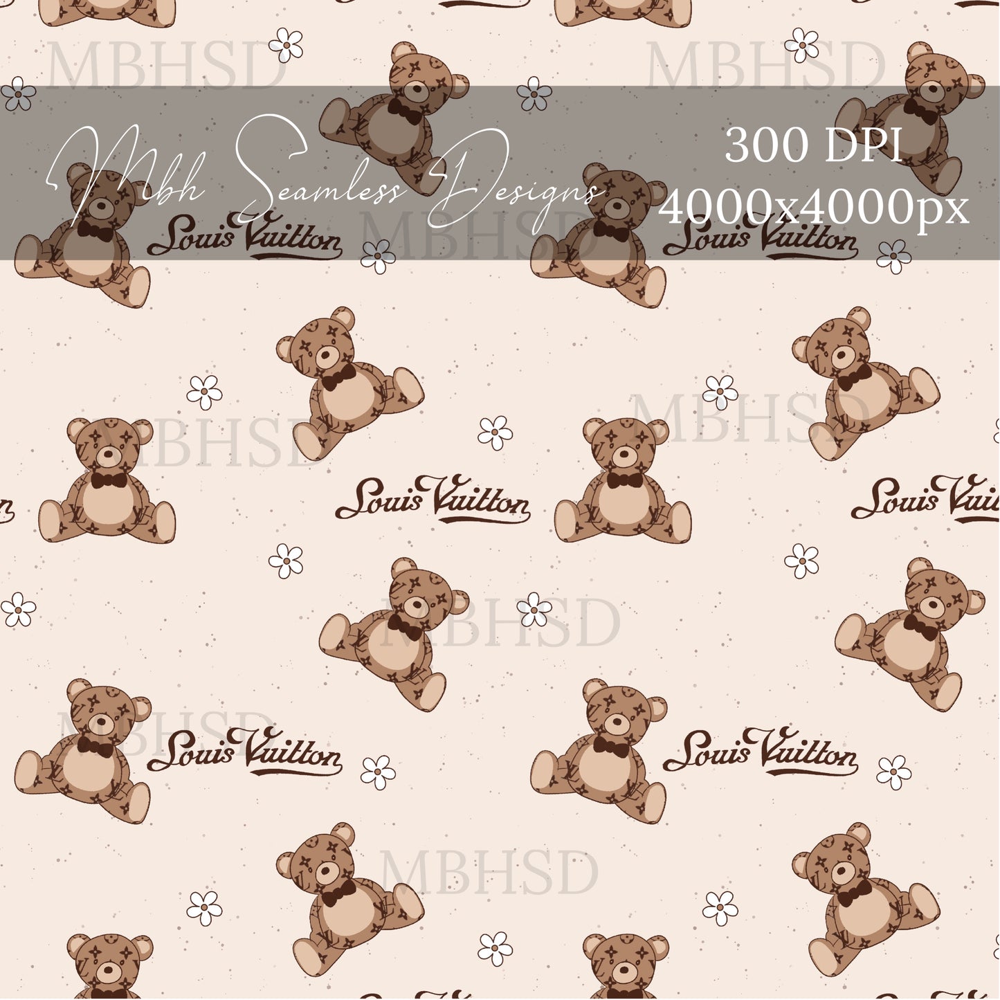 Boujee Teddy Bears Seamless Pattern