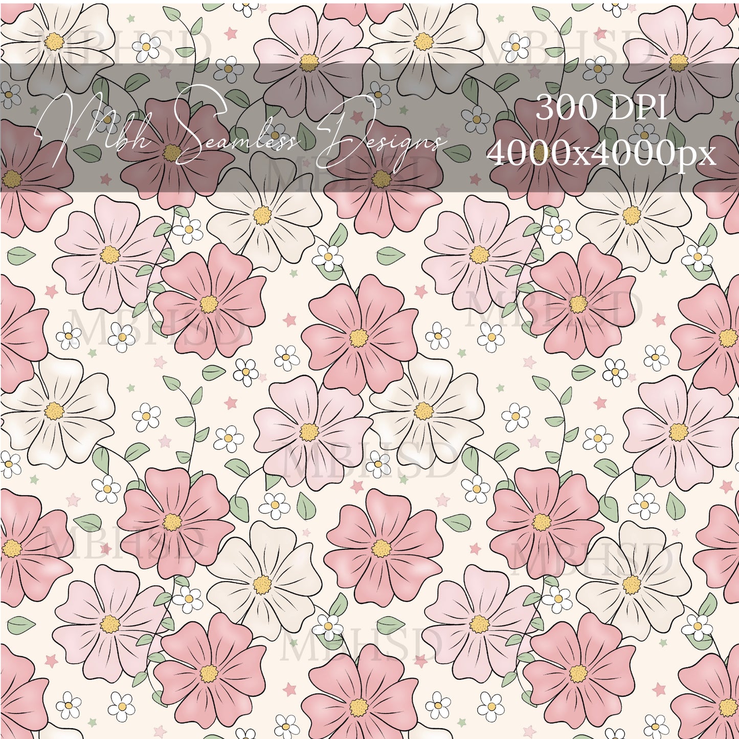 Mauve Blush Floral Seamless Pattern