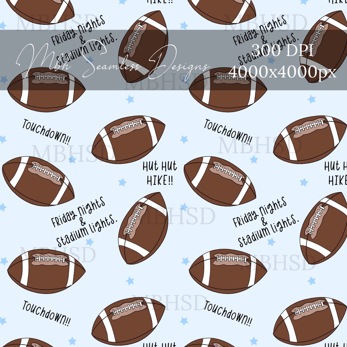 Starry Football Sayings Seamless Pattern