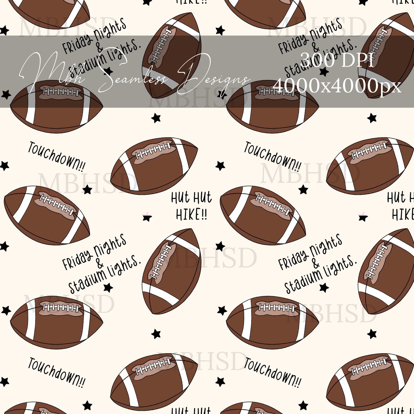 Starry Football Sayings Seamless Pattern
