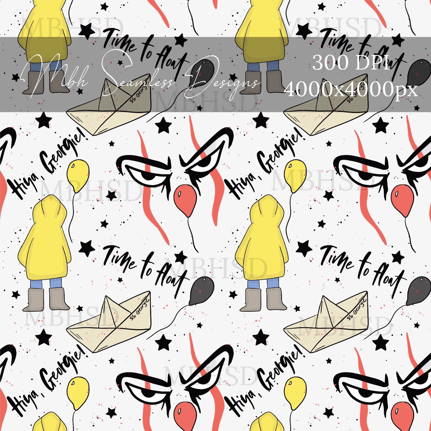Spooky Clown Seamless Pattern