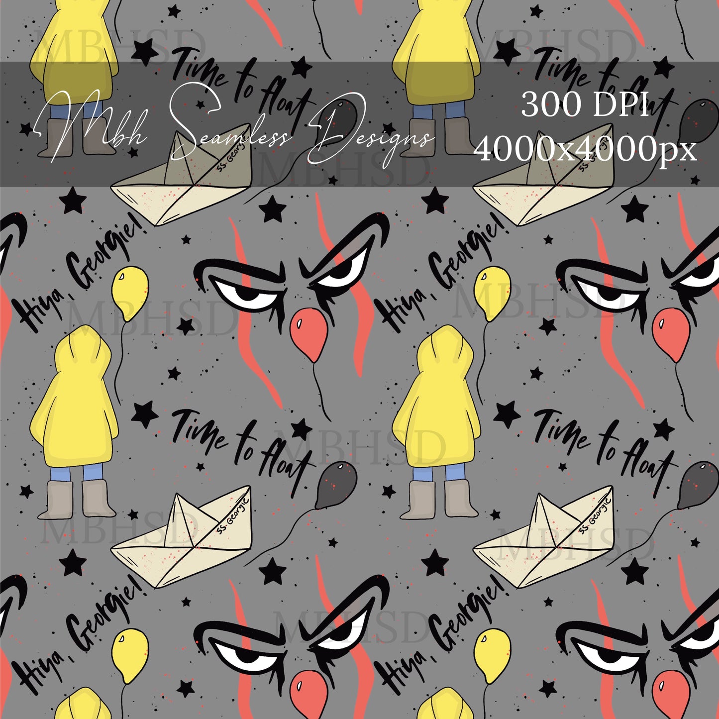 Spooky Clown Seamless Pattern