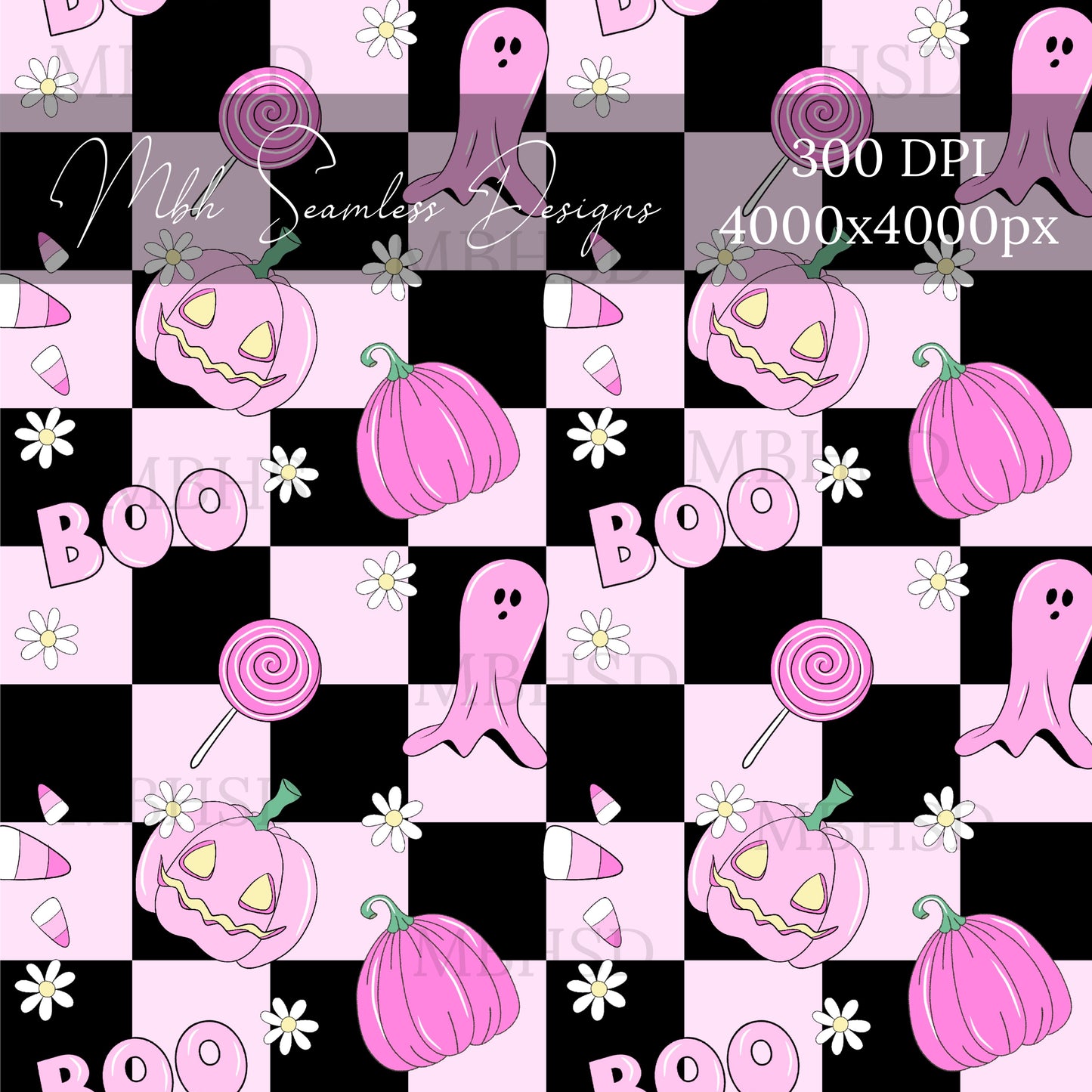 Checkered Boo 2 Colorways Seamless Pattern