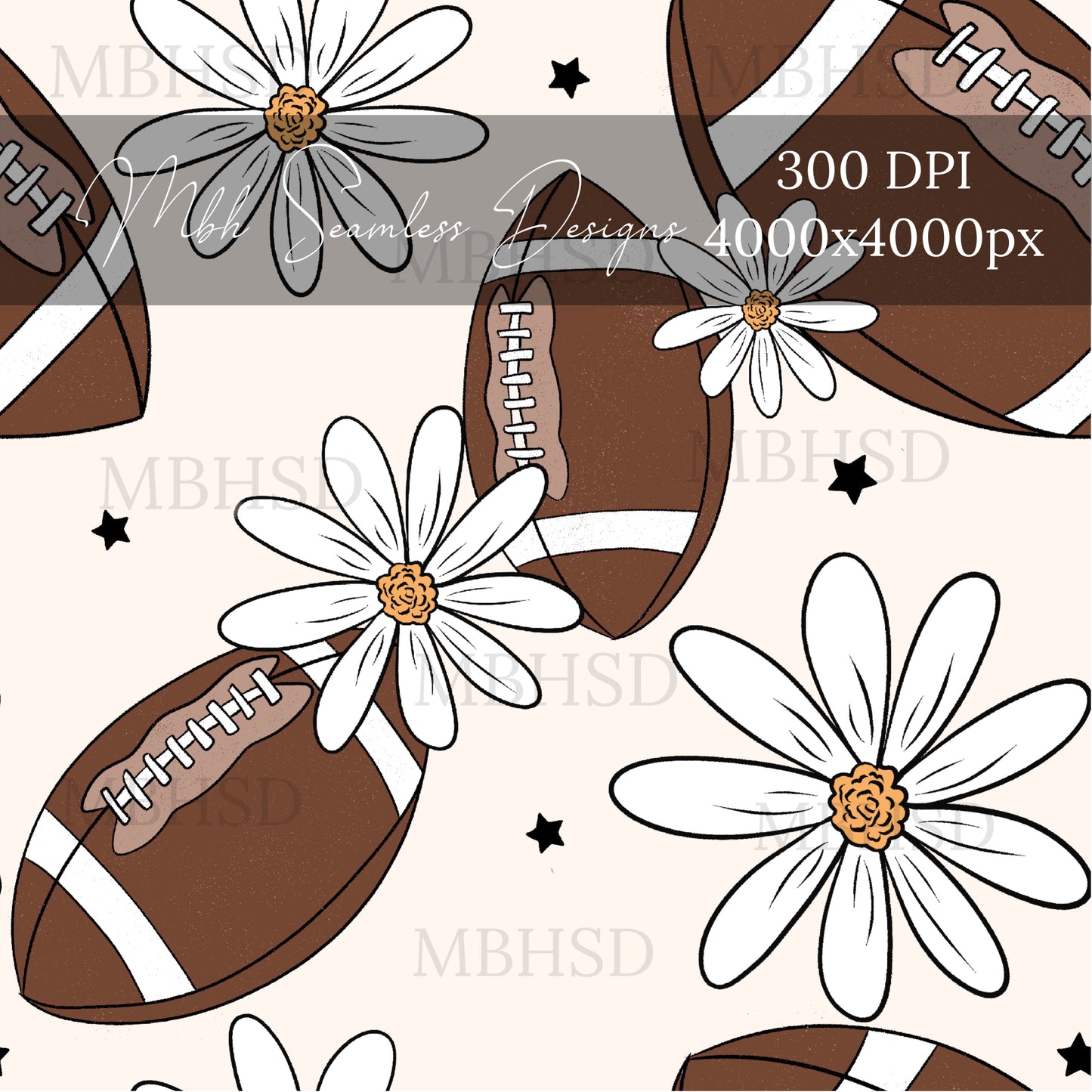 Starry Daisy Footballs 2 Colorways Seamless Pattern