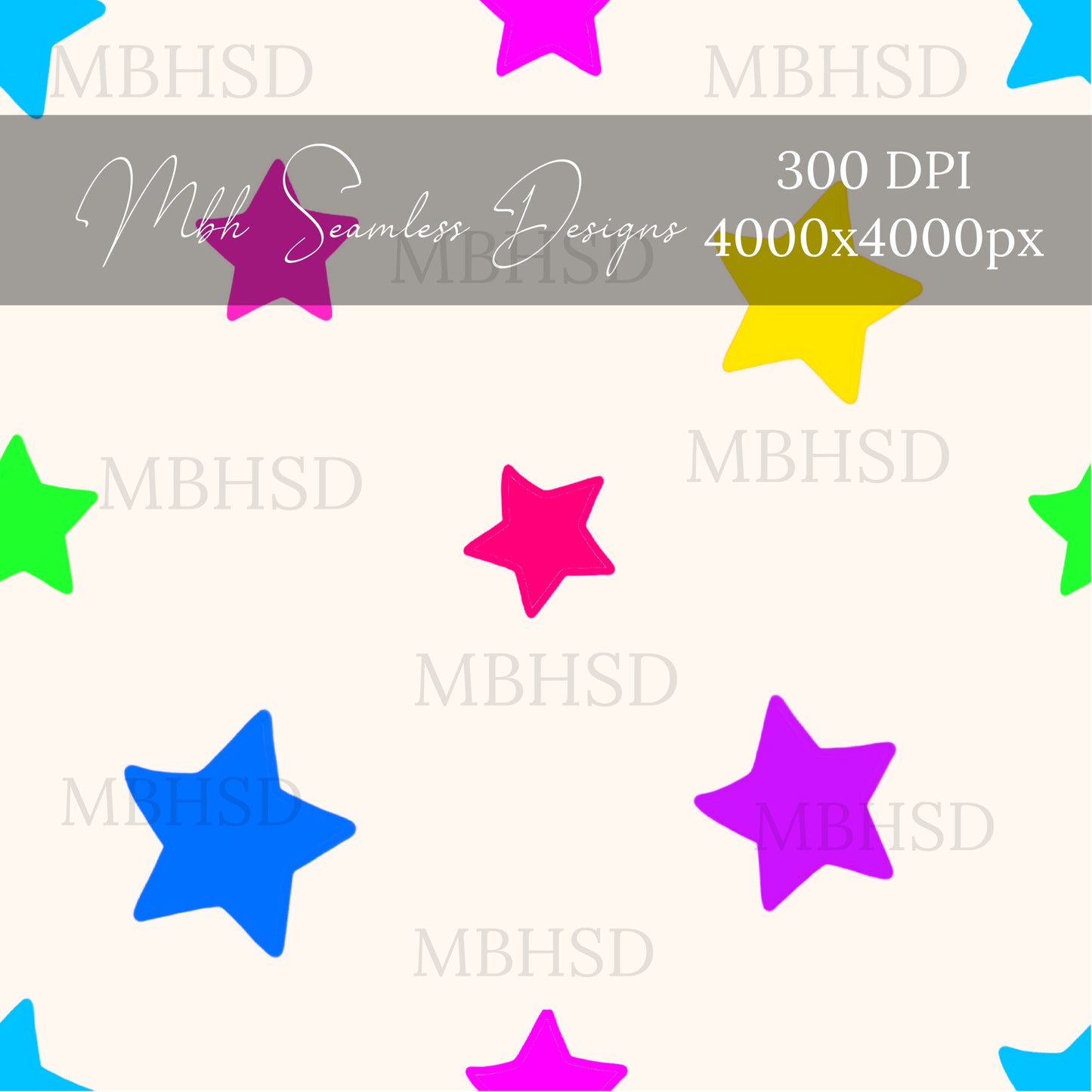 Neon Stars Seamless Pattern