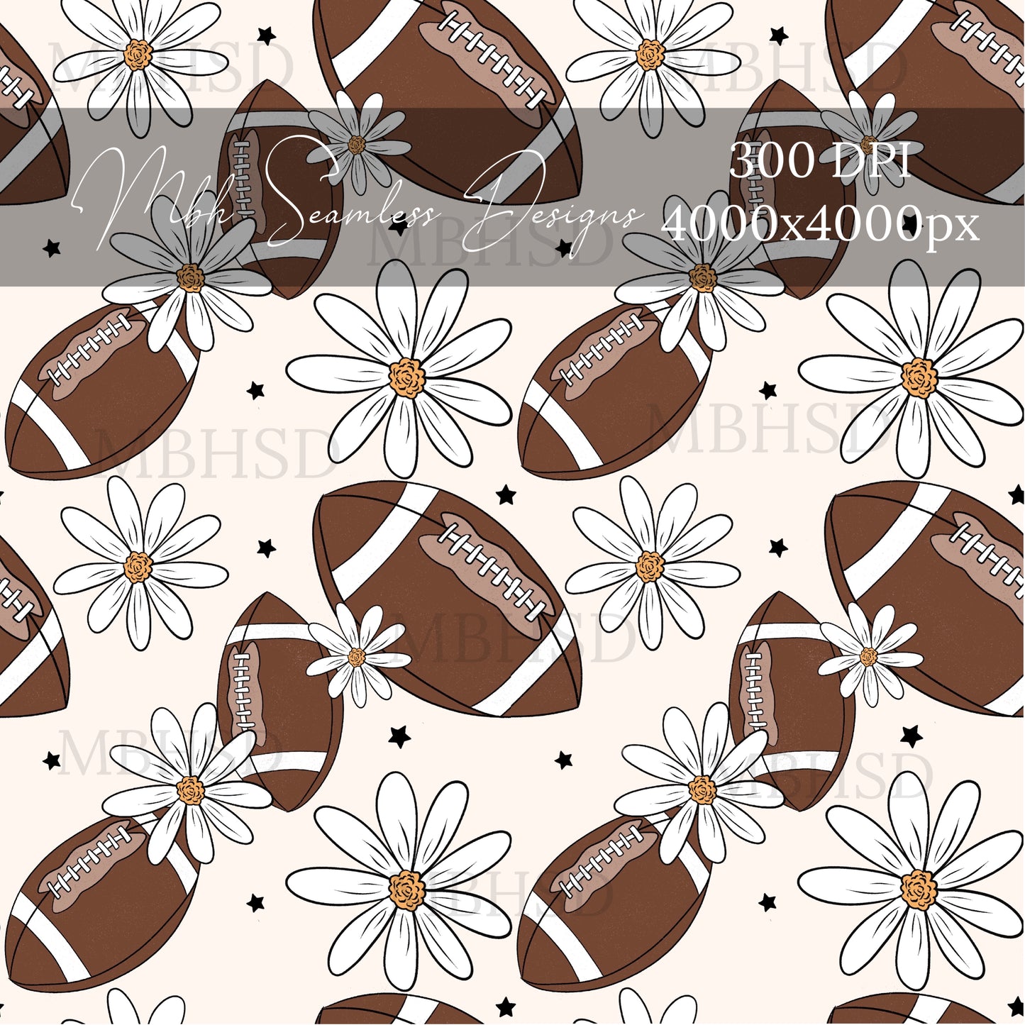 Starry Daisy Footballs 2 Colorways Seamless Pattern