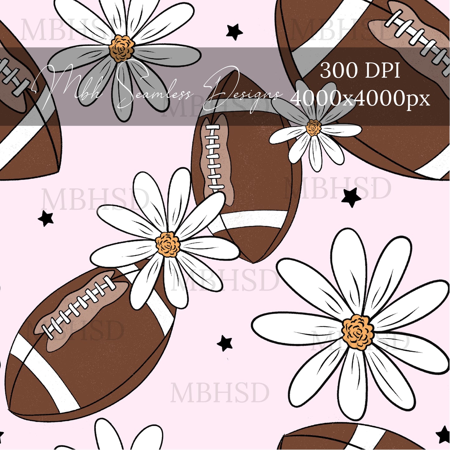 Starry Daisy Footballs 2 Colorways Seamless Pattern