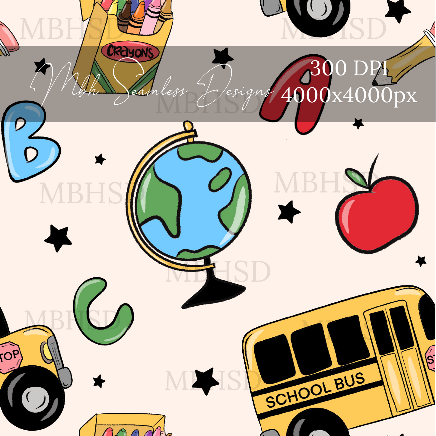 Starry ABC B2S Seamless Pattern