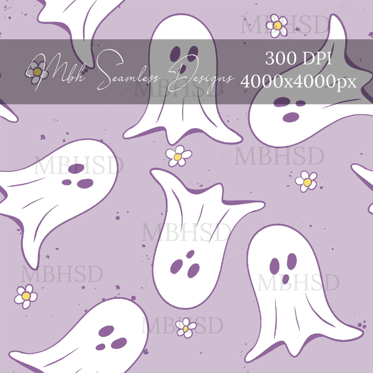 Muted Purple Boho Ghouls Seamless Pattern