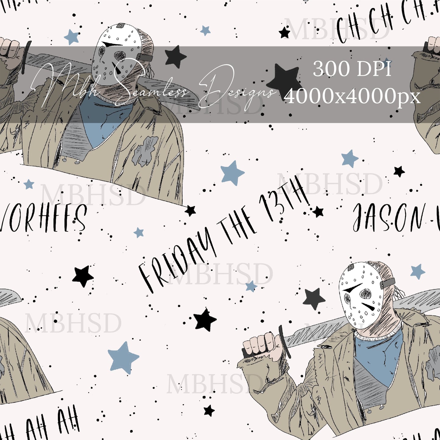 Sketchy Jason Seamless Pattern