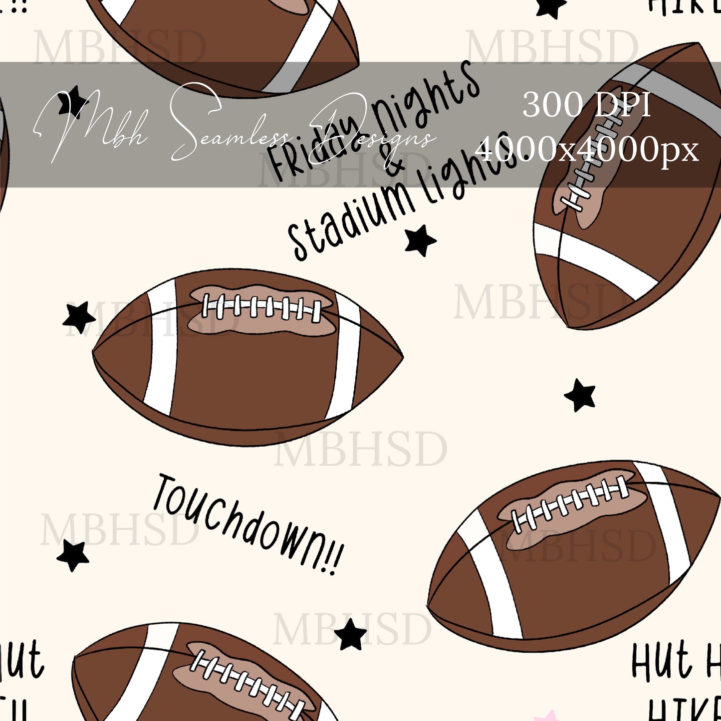 Starry Football Sayings Seamless Pattern