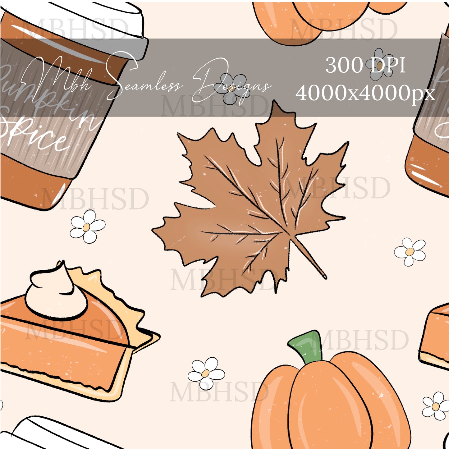 Pumpkin Fall Seamless Pattern